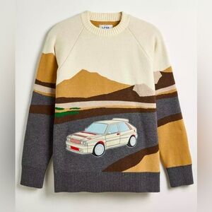 LC23 Delta Wool Jacquard Crew Neck Sweater Made in‎ Italy Small NWT